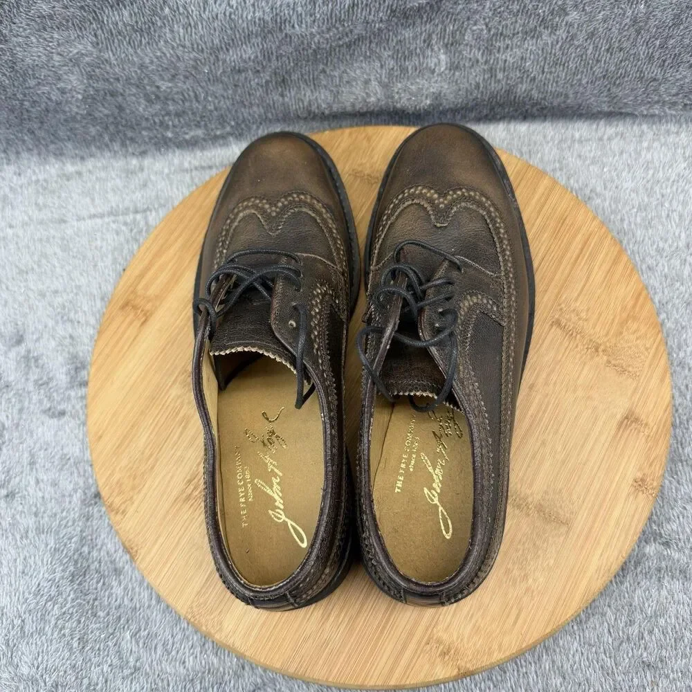 Frye Shoes Mens Size 8.5 B Brown Leather Wingtip Brogue Oxford Dress 4001